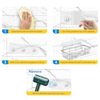 Youvip Adhesive Shower Caddy, No Drilling Bath Organizers 5 Pack, Rustproof Shelves with Soap Holder & Toothbrush Holder, Bathroom Organizers and Storage, Silver - color: Silver