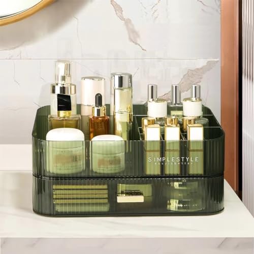 MIUOPUR Stackable Makeup Organizer Drawers, Bathroom Vanity Organizers and Storage, Ideal for Desk and Dresser Countertops, Great for Cosmetics, skincare, Lipsticks, Nail Care -Green - color: Clear Green, size: Drawer Only