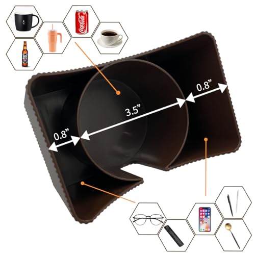 Couch Anti-Spill Drink Holder Tray, Couch Seat Cushion Cup Beverage Holder for Cups, Mugs, Bottles, Cans (Brown) - color: Brown