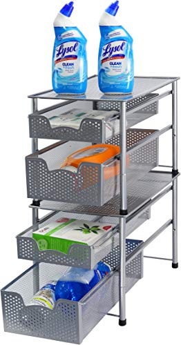 Simple Houseware Stackable 2 Tier Sliding Basket Organizer Drawer, Silver - color: Silver, size: 2-Tier