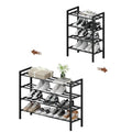 4-Tier Expandable Shoe Rack, Adjustable Shoe Shelf Storage Organizer Heavy Duty Metal Free Standing Shoe Rack for Entryway Closet Doorway (Black) - size: 4 Tier