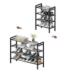 4-Tier Expandable Shoe Rack, Adjustable Shoe Shelf Storage Organizer Heavy Duty Metal Free Standing Shoe Rack for Entryway Closet Doorway (Black) - size: 4 Tier