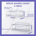 KINCMAX Iron Shower Caddies - Self Adhesive Bathroom Shelves for Showers - Wall Organizer Shampoo Holder Shelf - Peel and Stick On Caddy Bath Tub Rack - Pack of 2 Holders - Silver - style: 2-Pc Caddies - Wavy, Silver