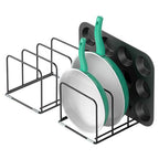 KORRTFID Kitchen Cabinet Organizer, 2PCS Steel Cookware Holder, Divided Holder with 3 Slots for Skillets Baking Tray and Chopping Board Rack - Pan Holder Storage (2.2 Inch Width Slots) - style: 2.2 Inch Width Slots(2PCS)