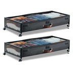 VEVOR Under Bed Storage with Wheels, 36.0 x 18.1 x 7.3 inch, Underbed Containers with Clear Lid, Underbed Shoe Organizer, Rolling Under the Bed Storage Bins for Clothes Shoes Blankets Bedroom, 2 Pack - style: D