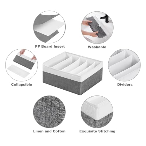 Jeans Drawer Organizers for Clothing,5 Grids Compartment Wardrobe clothes organizer,Fabric Washable Closet Organizers and Storage Bins for Jeans,Pants,Bra,Legging,t-shirt-GreyWhite - color: GreyWhite