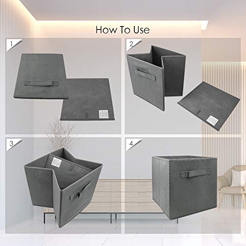 EBIGIC Mini Size 3-Pack Cube Storage Bins 9.0"x7.5"x7.5" Fabirc Foldable Closet Toy Organizer Collapsible Cloth Gray - color: Grey 3Pack, size: 9”x 7.5”x 7.5”