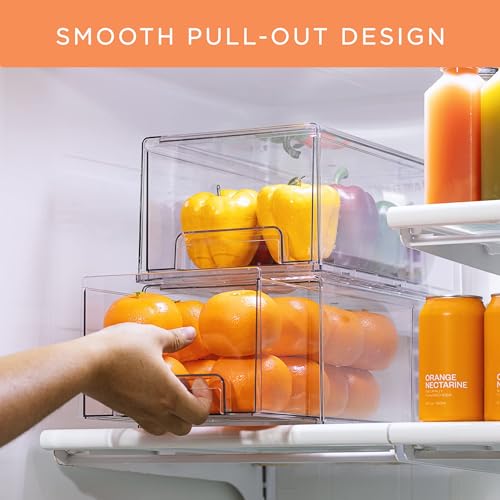 Sorbus Plastic Storage Bins Stackable Clear Pantry Organizer Box Bin for Organizing Kitchen Fridge, Food, Snack Pantry, Fruit, Vegetables, Bathroom, Wide & Narrow Deep (4 Pack) - size: 4 Pack