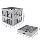 Eslite 3-Pack Collapsible Plastic Storage Crates,Foldable Crates for Storage,16L (Grey) - color: Grey