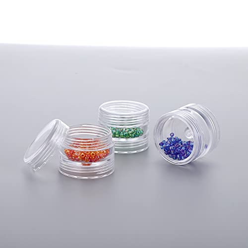 Hipiwe 8 Sets 5 Layers Clear Plastic Round Storage Jars Jewelry Bead Storage Containers Small Travel Sample Jar Pots for Sewing Pills Nail Art Craft Accessories - size: 8Packs 1.2"D x 3.1"H