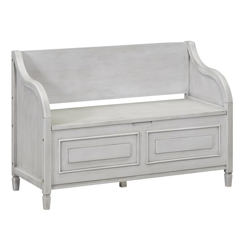 Knocbel Rustic Entry Storage Bench with Hidden Compartments and Removable Cushion, Wooden Entryway Hallway Foyer Shoe Bench Bedroom End of Bed Bench, 250lbs Weight Capacity (Gray Wash) - color: Gray Wash