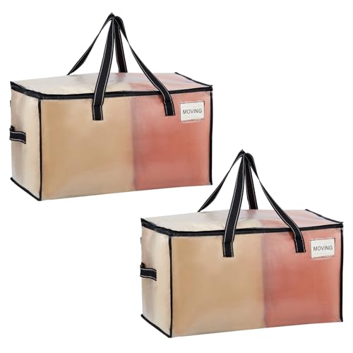 VENO 2 Pack Heavy Duty Moving Bags, Clear Storage Bags for Clothes and Comforters, College Dorm Essentials Packing Supplies, Foldable Boxes Alternative (Clear, 2 Pack) - color: Clear, size: 2 Pack