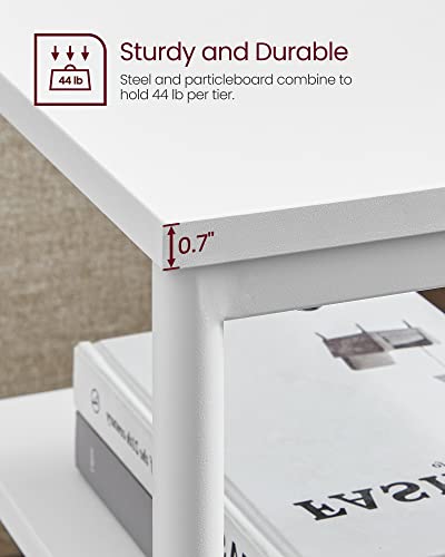 VASAGLE Side Table, Small End Table, Tall Nightstand for Living Room, Bedroom, Office, Bathroom, White ULET273W14 - color: White