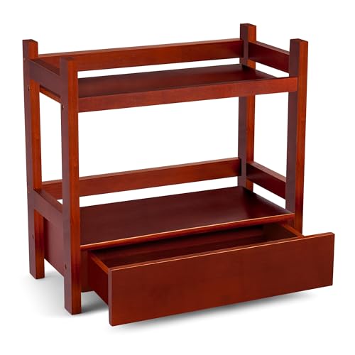 Sorbus Bamboo Bathroom Counter Organizer – 2-Tier Shelf with Hidden Drawer for Vanity, Matcha Station, Bathroom Sink Organizer Countertop, Kitchen & Office Storage (13″ L x 6.5″ W x 12.6″ H) (Brown) - color: Espresso, size: 13" x 6.5" x 12.6"