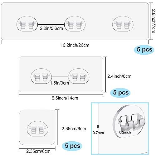 vivinin 15 Pack Shower Caddy Adhesive Replacement, Shower Shelf Adhesive No Drilling, Adhesive Hooks for Showe Caddy, Soap Holder, and Kitchen Racks
