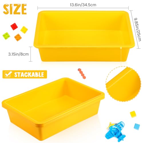 Hoteam 10 Pcs Flat Storage Organizer Tray Bin Paper Tray for Classroom Plastic Stackable File Organizer for School Office Teacher Book Organization(Yellow,13.78 x 9.84 x 3.15 Inch) - color: Yellow, size: 13.78 x 9.84 x 3.15 Inch