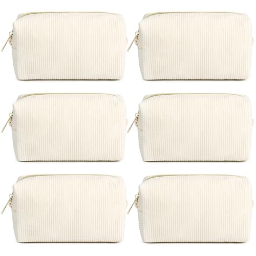 SOIDRAM 6PCS Bridesmaid Proposal Gifts Corduroy Beige makeup bag bulk for Wedding Party Favors Bachelorette party decorations Toiletry Organizer Bag Cosmetic Case Gift - color: Corduroy Beige, size: 6 Pack