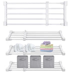 Geetery 4 Pcs Closet Tension Shelf Metal Expandable Closet Shelf Dividers Adjustable DIY Shelf Separators in Closet Tension Rod Storage Rack for Cabinet Kitchen Wardrobe (19.7''-31.5'' X 9.45'') - size: 19.7''-31.5'' x 9.45''