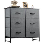 WLIVE Dresser for Bedroom with 6 Drawers, Closet Dresser with Fabric Bins, Chest of Drawers for Closet, Living Room, Hallway, Dark Grey - color: A-dark Grey
