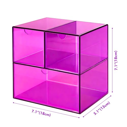 Gelite Desk Organizer with 3 Storage Drawers for Makeup Office Acrylic Desktop Drawer Organizer for Vanity Office Organization and Storage Box, Purple - color: Purple