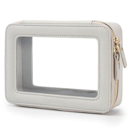 Aveniee Clear Makeup Bag Organizer,Travel Toiletry Bag for Women,Waterproof Cosmetic Pouch with Zippers,Car Accessories Organizers and Storage Case,Grey,Medium Classic - color: Grey, style: Classic