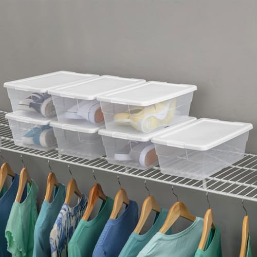 Sterilite 36-Pack 6 Quart Storage Box, Stackable Clear Plastic Bins with Snap-On Lids - Heavy-Duty Organizing Containers for Closet, Bathroom, and Office - size: 6 Quart, style: 36