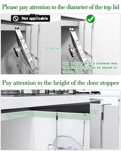 Pot Lid Organizer,304stainless steel door hanging pot lid rack (Modern,Four-layer) - style: 4-slot pot lid rack