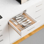 Yieach Clear Small Silverware Organizer 9 inch Wide for Kitchen Drawers,BPA Free Silverware Trays and Plastic Silverware Dividers & Holder,Utensil and Flatware Drawer Organizer Suitable for Fork,Spoon - size: Medium