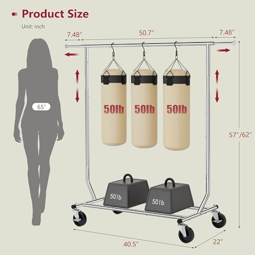 Tajsoon Clothing Rack Heavy Duty Clothes Racks Foldable Garment Rack with Wheels and Extendable Rod, Collapsible Clothing Rack Max Capacity 250lbs, Industrial Rolling Racks with Bottom Shelf, Chrome - style: Single Rod Commercial