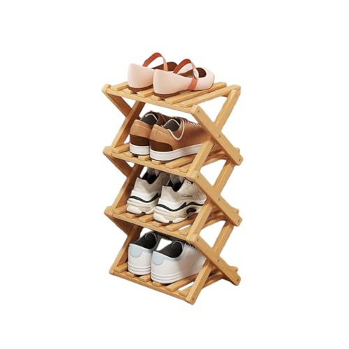 Shoe Rack - Foldable Vertical Shoe Rack for Entryway,Durable and Easy to Assemble,Applicable to Home Entrance, Closet and Bedroom (Nature-4 Layers) - color: Nature-4 Layers