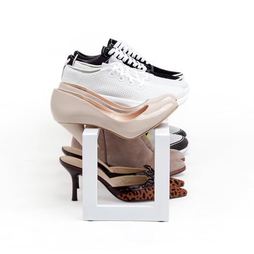 QUALIAZERO 2-Tier Expandable Shoe Rack – Durable Organizer Shelf for Entryways, Bedrooms, Bathrooms, and Laundry Rooms (GLACIER WHITE, 1 PACK) - color: GLACIER WHITE, size: 1 PACK