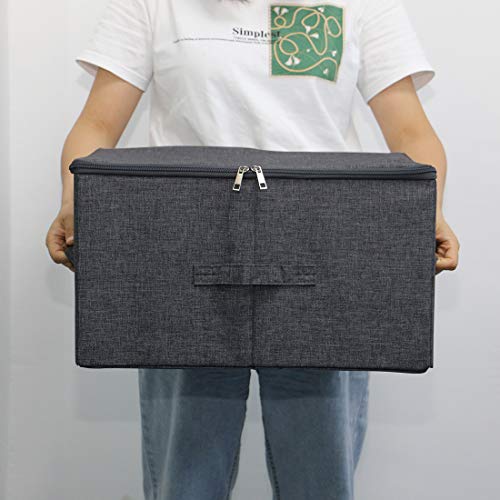 iwill CREATE PRO Pack of 2, Fabric Folding Washable Clothes Storage Boxes with Zip Lid for Wardrobe, Black Gray - color: Black Gray