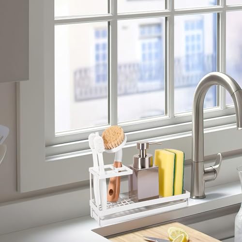 Toothbrush Holders for Bathrooms, Carbon Steel Tooth Brushing Holder Electric Toothbrush and Toothpaste Organizer Bathroom Accessories for Countertop, Shower, Sink - White - color: White, size: Small