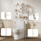 Golpart Over The Toilet Shelf,3-Tier Adjustable Freestanding Metal Bathroom Organizer Shelves with Toilet Paper Holder & Hooks,Space-Saving for Narrow Small Bathroom,10”D x 24”W x 66”H,White - size: White-3-Tier-10"D x 24"W x 66"H