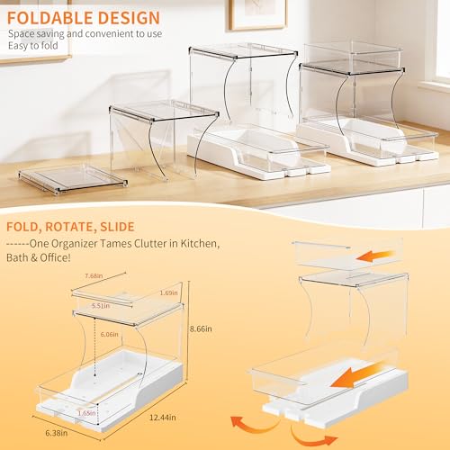 Attelite Makeup Organizer 2-Tier Makeup Storage Cosmetics Organizer with 180° Rotating Design Sturdy durable Versatile Perfume Vanity Organizer for Countertops, Bathrooms, Office Supplies,and Dressers - size: 1 pack