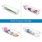 iDesign Recycled Plastic Drawer Organizer, Set of 2, The Linus Collection – 4" x 16" x 3", Clear Bins - size: 4 x 16 x 3, style: Pack of 2