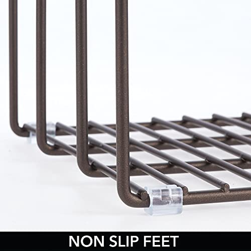 mDesign Steel Storage Tray Organizer Rack for Kitchen Cabinet - Divided Holder with 3 Slots for Skillets, Frying Pan, Pot Lids, Cutting Board, Baking Sheets - Concerto Collection - Bronze - color: Bronze, size: 10.2 x 7.3 x 8.6