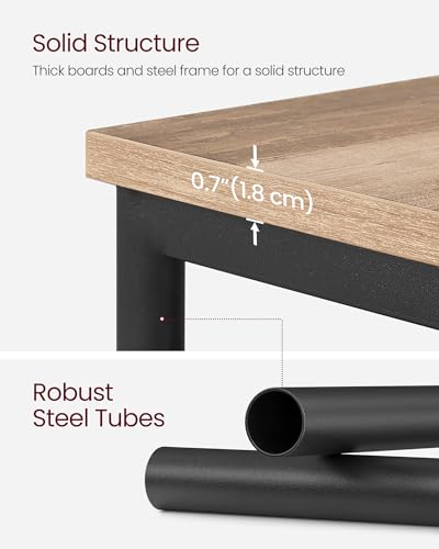 VASAGLE Side Table, Small End Table, Tall Nightstand for Living Room, Bedroom, Office, Bathroom, Camel Brown and Classic Black ULET273B50 - color: Camel Brown + Classic Black