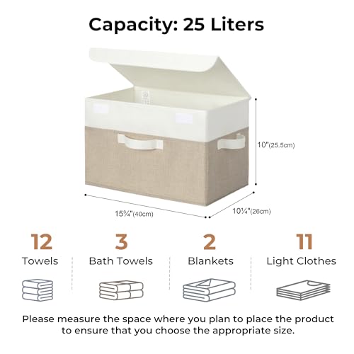GRANNY SAYS Storage Bins with Lids, Decorative Storage Boxes, Clothes Stoarge Bins, Shelf Baskets, Closet Storage Bins for Clothing, Collapsible Storage and Organization, 2-Pack - color: White/Khaki, size: Large-2 Pack