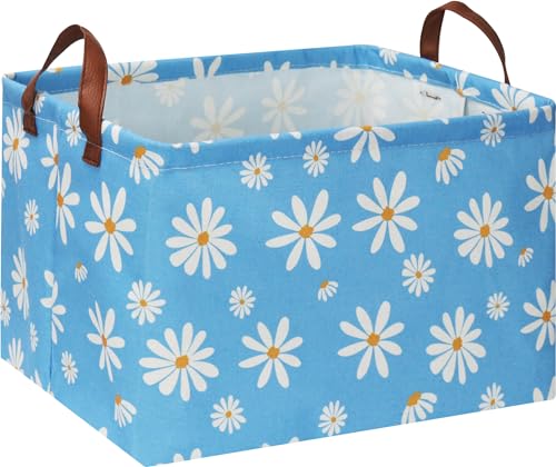 NTAOHAMPER Rectangular Daisy Storage Basket,Collapsible Gift Basket with Handles,Books Box, Room Decor(Daisy) - color: Daisy