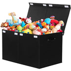 popoly 122L Large Toy Box Chest with Lid, Foldable Toy Storage Organizer Bin Boxes with Removable Divider for Kids, Boys, Girls, Nursery, Playroom, 26"x17" x17"(Linen Black) - color: Extra Large Black