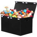popoly 122L Large Toy Box Chest with Lid, Foldable Toy Storage Organizer Bin Boxes with Removable Divider for Kids, Boys, Girls, Nursery, Playroom, 26"x17" x17"(Linen Black) - color: Extra Large Black