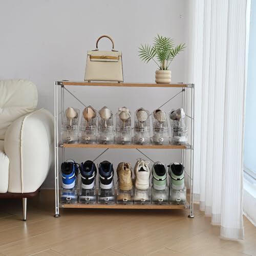 shoe slots organizer, Clear Shoe Stacker, Adjustable Level Shoe Rack,Storage Space Saver for Sneakers Display (Transparent, 16Pack) - color: Transparent, size: 16 Pack