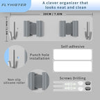 Broom and Mop Holder Wall Mounted, Heavy-Duty Stainless Steel Storage Rack with 2 Racks & 2 Hooks,Broom Organizer for Kitchen,Bathroom,Garage,Garden（SILVER - color: SILVER-2 Racks2 Hooks