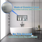 No Tile Ready Gunmetal Shower Niche,Stainless Steel Shower Wall Niche Inserts(Gery, 24 * 12 in) - color: Grey, size: 24 * 12 in