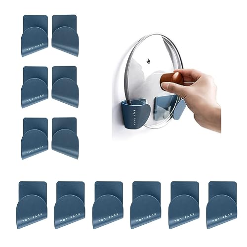 6 Pairs of Wall Mount Pot Lid Organizer, Adjustable Cabinet Door Pan Lid Organizer, Pot Lid Holder Hangers for Kitchen Wall Mount (Blue) - color: Blue