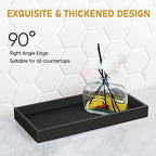 Bathroom Counter Tray,EG-SIPRO High-Grade Thickened Silicone Bathroom Vanity Tray,Shatterproof Durable Rectangle Bathroom Tray Soap Dispenser Tray for Bathroom Countertop - color: Black, size: 7.8" x 3.9" x 0.8" + 10.6" x 5.1" x 0.8"