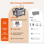 ELEMARA 4 in 1 Baby Bassinet Bedside Crib with Diaper Changer, Mattress, 1-Second Set up Bedside Bassinet with 3 Adjustable Height, Portable Crib with Storage/Toy Bar/Zip Door - style: 4 in 1 Baby Bassinet