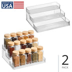 iDesign 3-Tier Spice Rack Organizer for Cabinets, Pantry or Countertop, Set of 2, Clear, Made in USA - style: Pack of 2