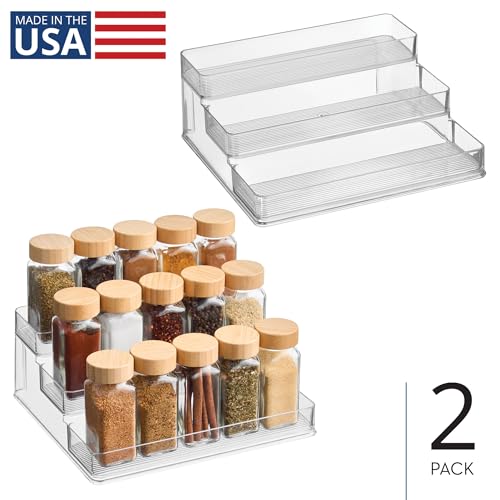 iDesign 3-Tier Spice Rack Organizer for Cabinets, Pantry or Countertop, Set of 2, Clear, Made in USA - style: Pack of 2